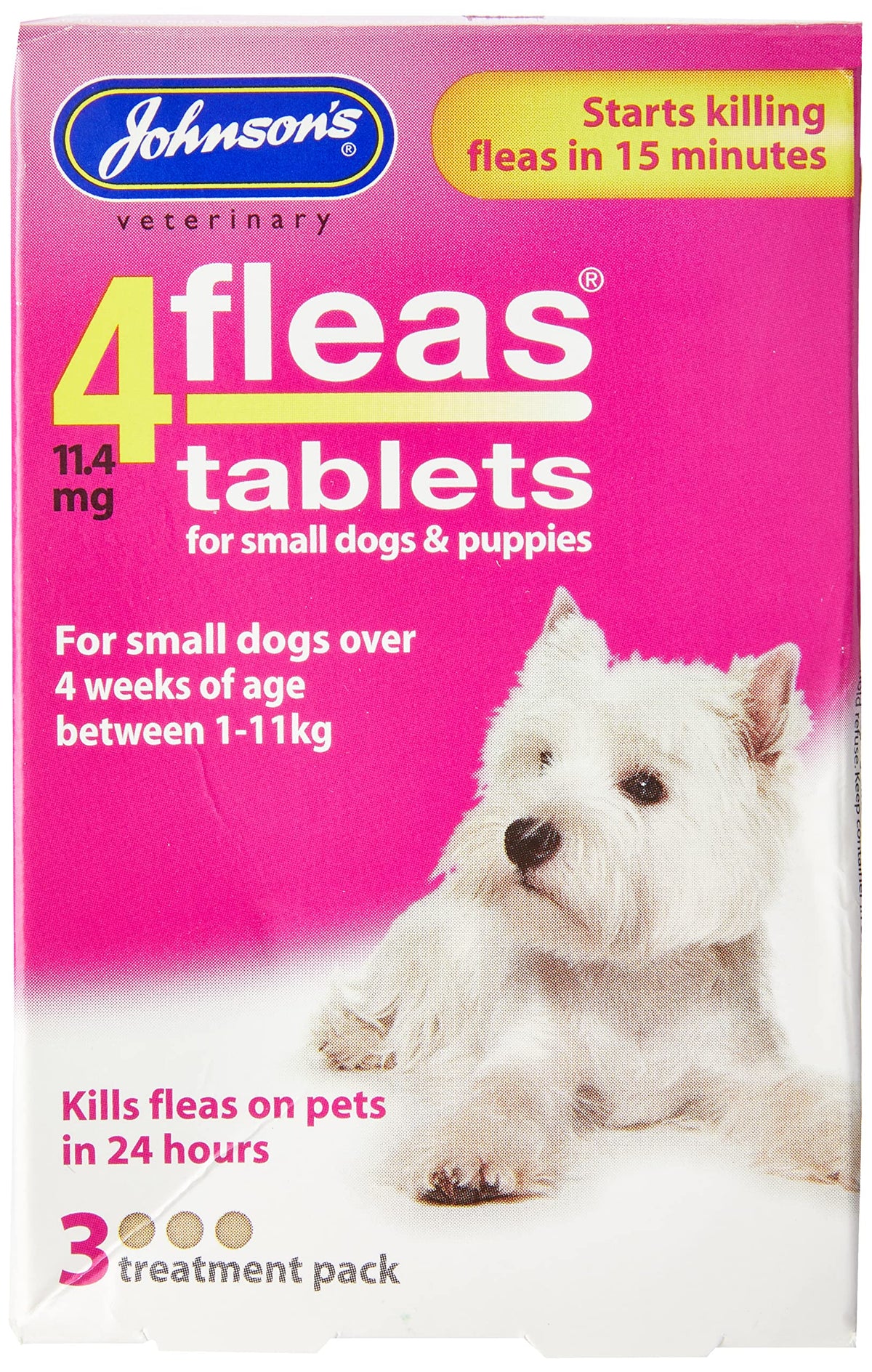 Johnsons Veterinary Products 4Fleas Tablets for Puppies and Small Dogs Treatment Pack, 6 Count (Pack of 1)