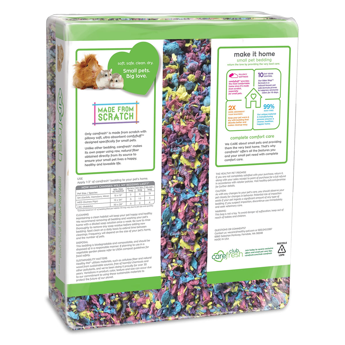 Carefresh 99% Dust-Free White Natural Paper Small Pet Bedding with Odor Control, 10L, White