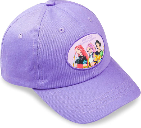 KPop Demon Hunters Official Huntrix Girls Baseball Cap — Adjustable Cotton Snapback | Ages 5-10 | Purple