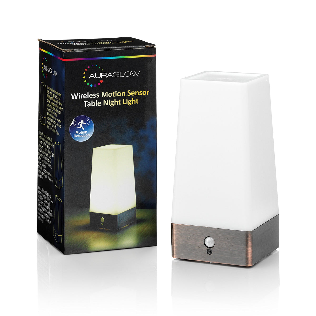 Auraglow Rechargeable Motion Sensor Table Lamp Round, LED Night Glow