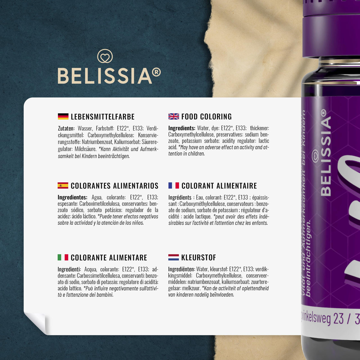 Belissia Liquid Food Colouring Rosa 10ml for Cooking and Baking