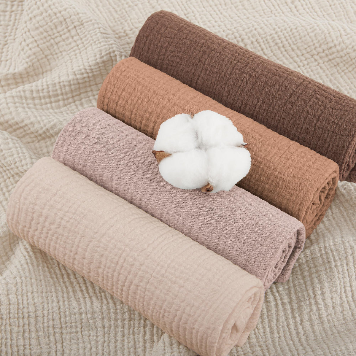 Susurration Muslin Cloths for Baby, 100% Cotton Baby Muslin Squares Cloths for Newborn Boy and Girl, Soft, Breathable and Extremely Absorbent Baby Muslin Burp Cloths, 60 x 60 cm, 5 Pack