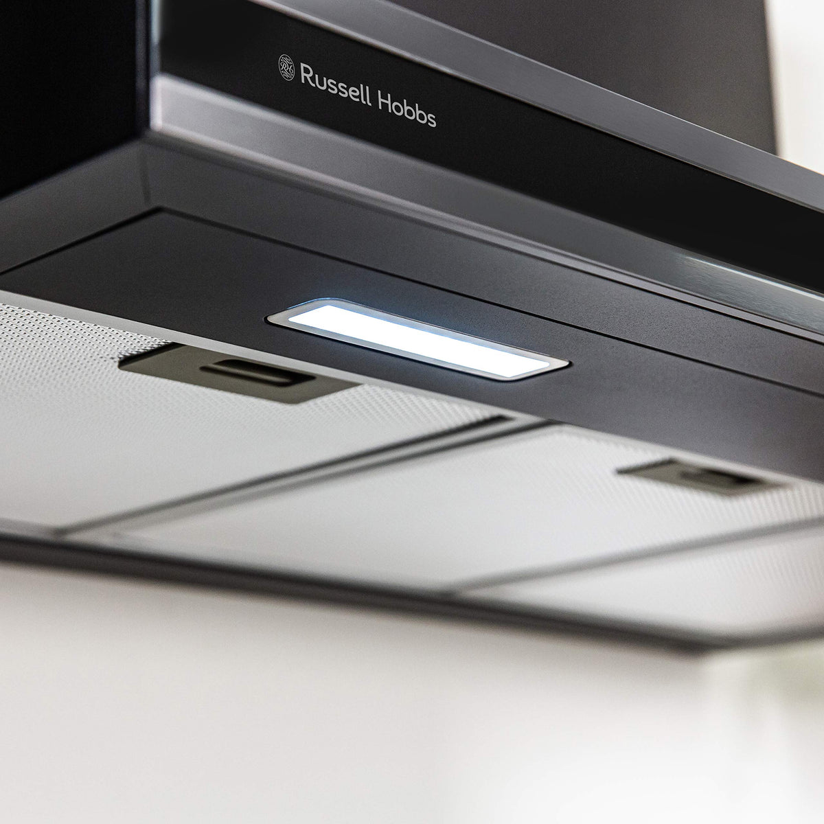 Russell Hobbs 90cm T-Shaped Cooker Hood in Stainless Steel with 3 Speed Settings, 3x Washable Aluminium Filters, Extraction or Recirculation, Boost Function, LED Lights A++ Energy Rating, RHGCH903SS