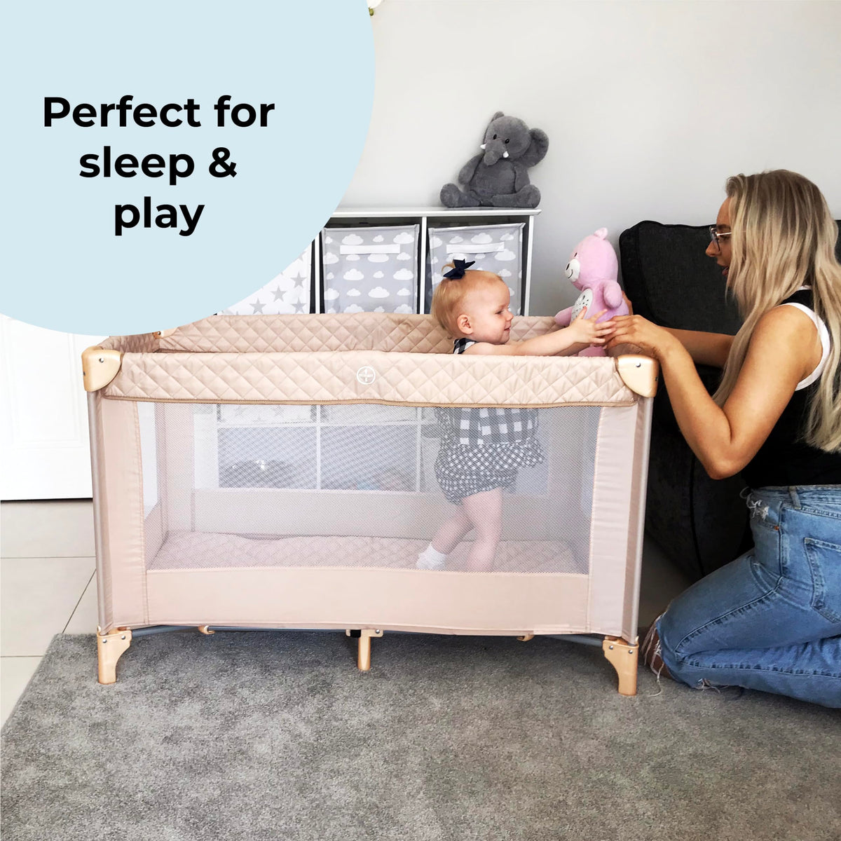 My Babiie MBTC1 Travel Cot from Birth to 15kg - Ivory
