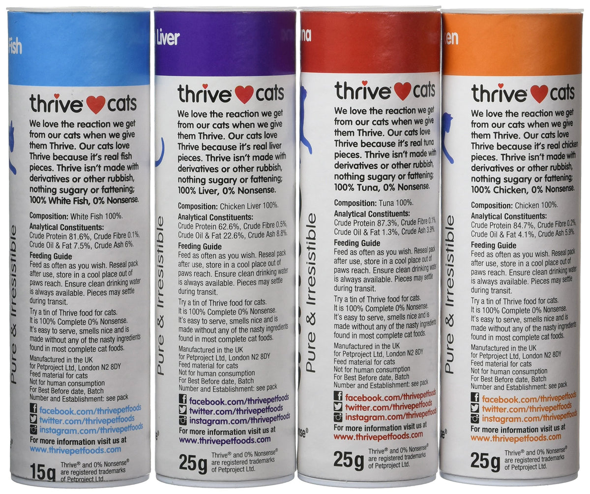 Thrive 100% Chicken Breast Freeze-Dried Cat Treats – Single Ingredient, High Protein – Grain Free – 170g MaxiTube