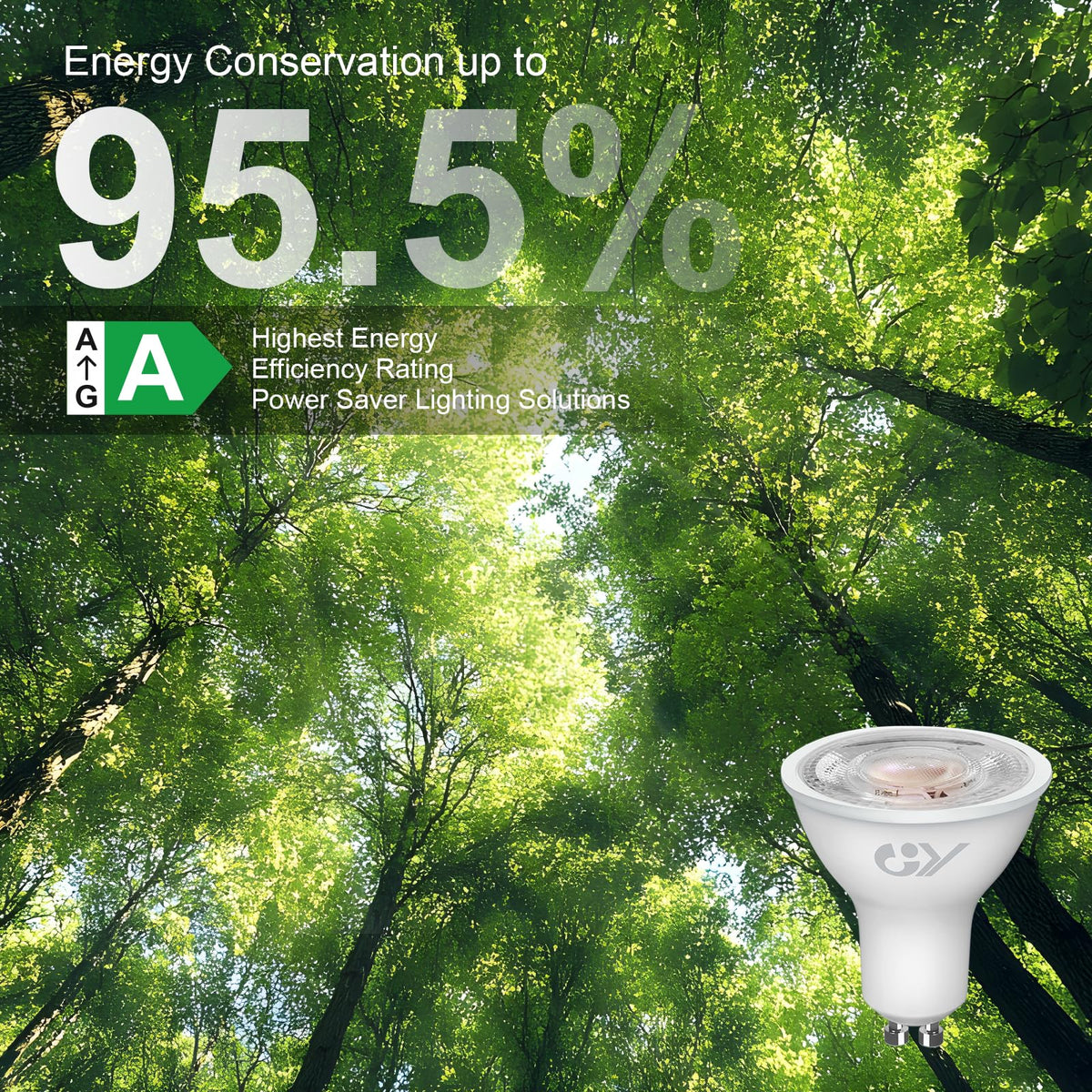 GY GU10 LED Bulb 4.9W 790lm Cool White 6500K Energy Saving LED Bulb, The New UK Energy Efficiency Class B Replaces 80W, 110°Beam Angle Non-Dimmable, 10 Pack