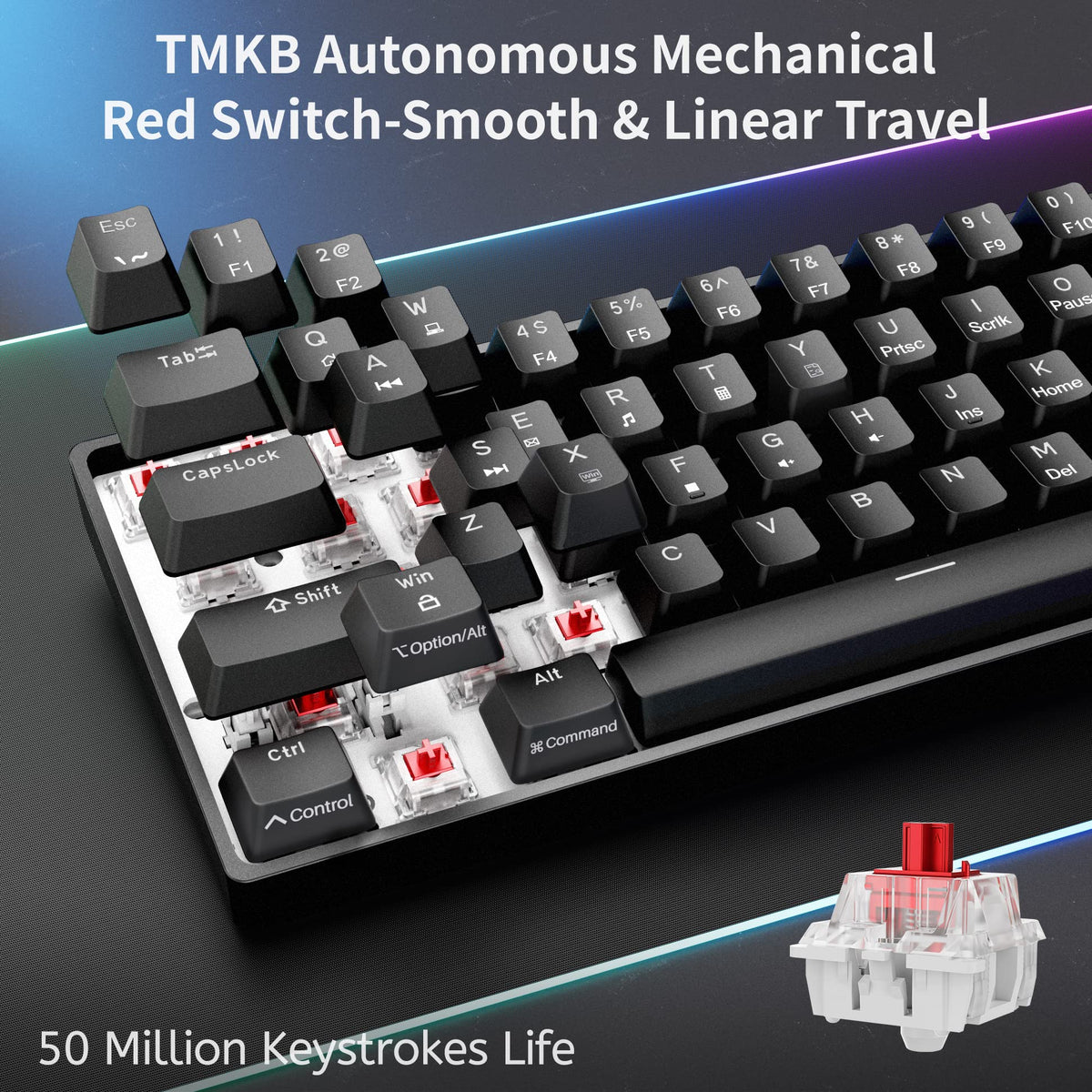 Dierya DK61SE 60% Gaming Keyboard, Wired, US QWERTY, Brown Switches, Black