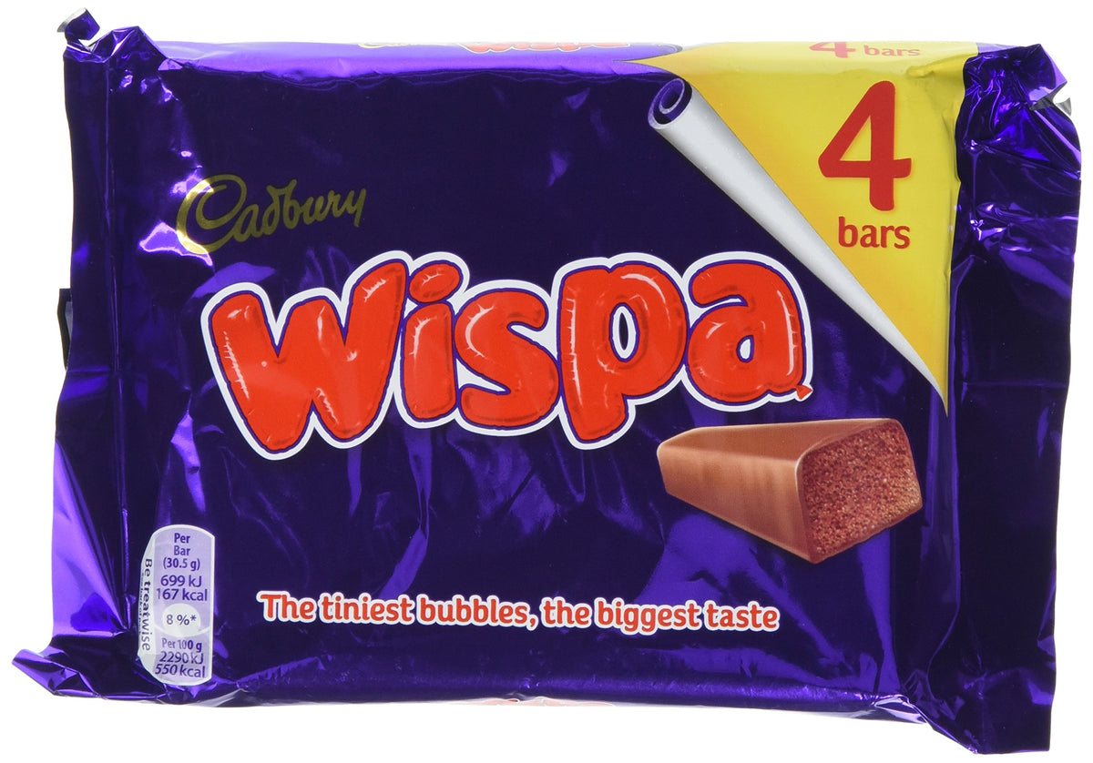 Cadbury Wispa Chocolate Bar, Smooth Milk Chocolate, 4 x 27.9 g (Pack of 1)