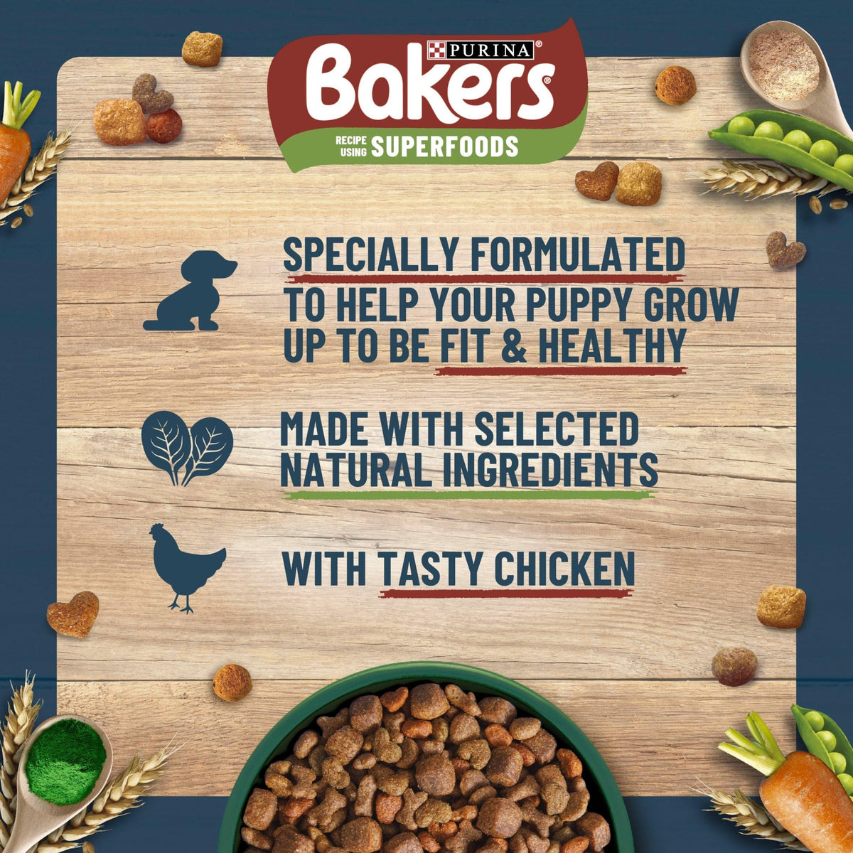 BAKERS Superfoods Small Dog Adult Dry Dog Food Chicken 1.1kg (Pack of 5)