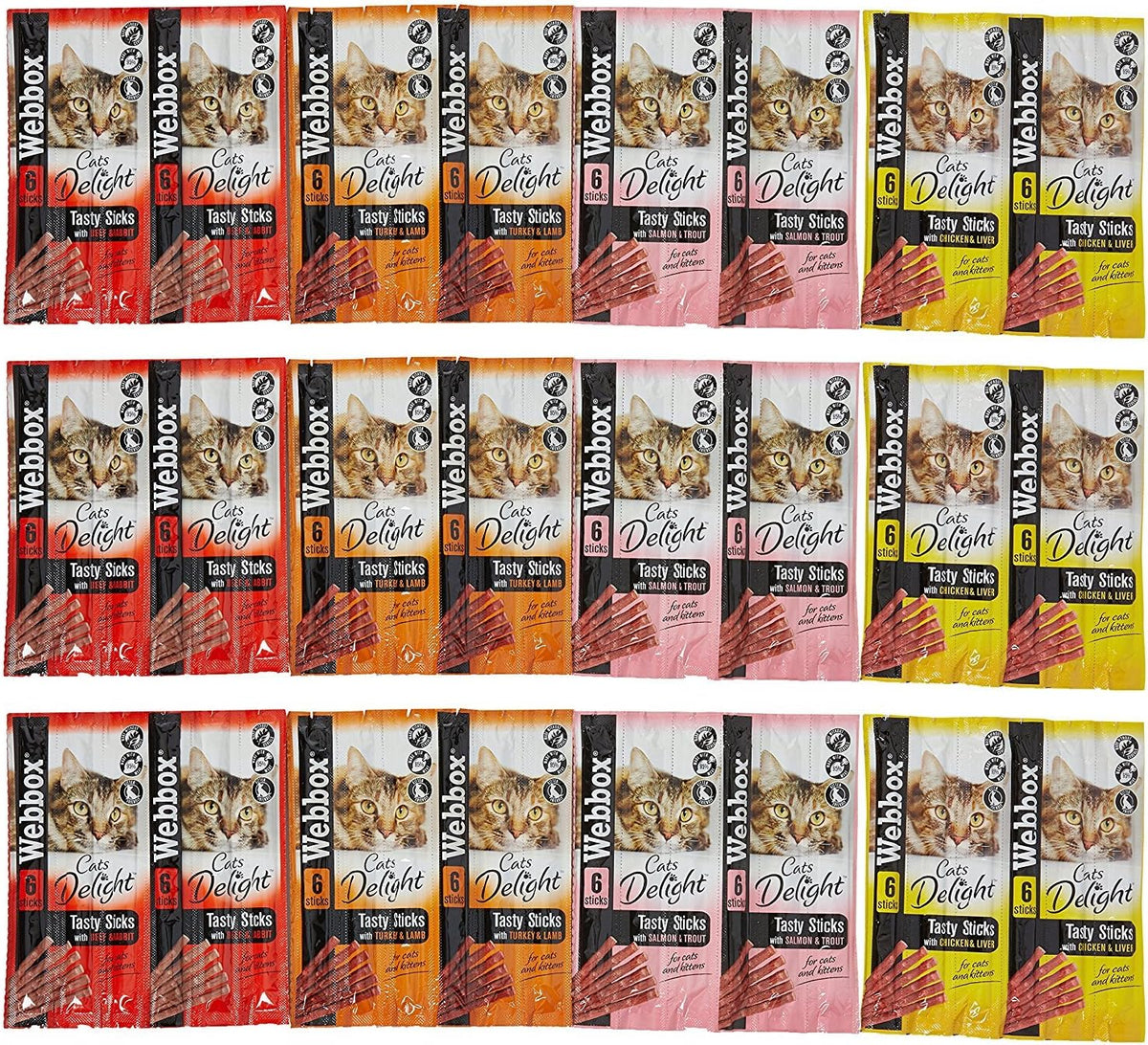 Webbox Cats Delight Tasty Sticks Chews Treats Variety Pack 4 x 6 (24 Sticks)