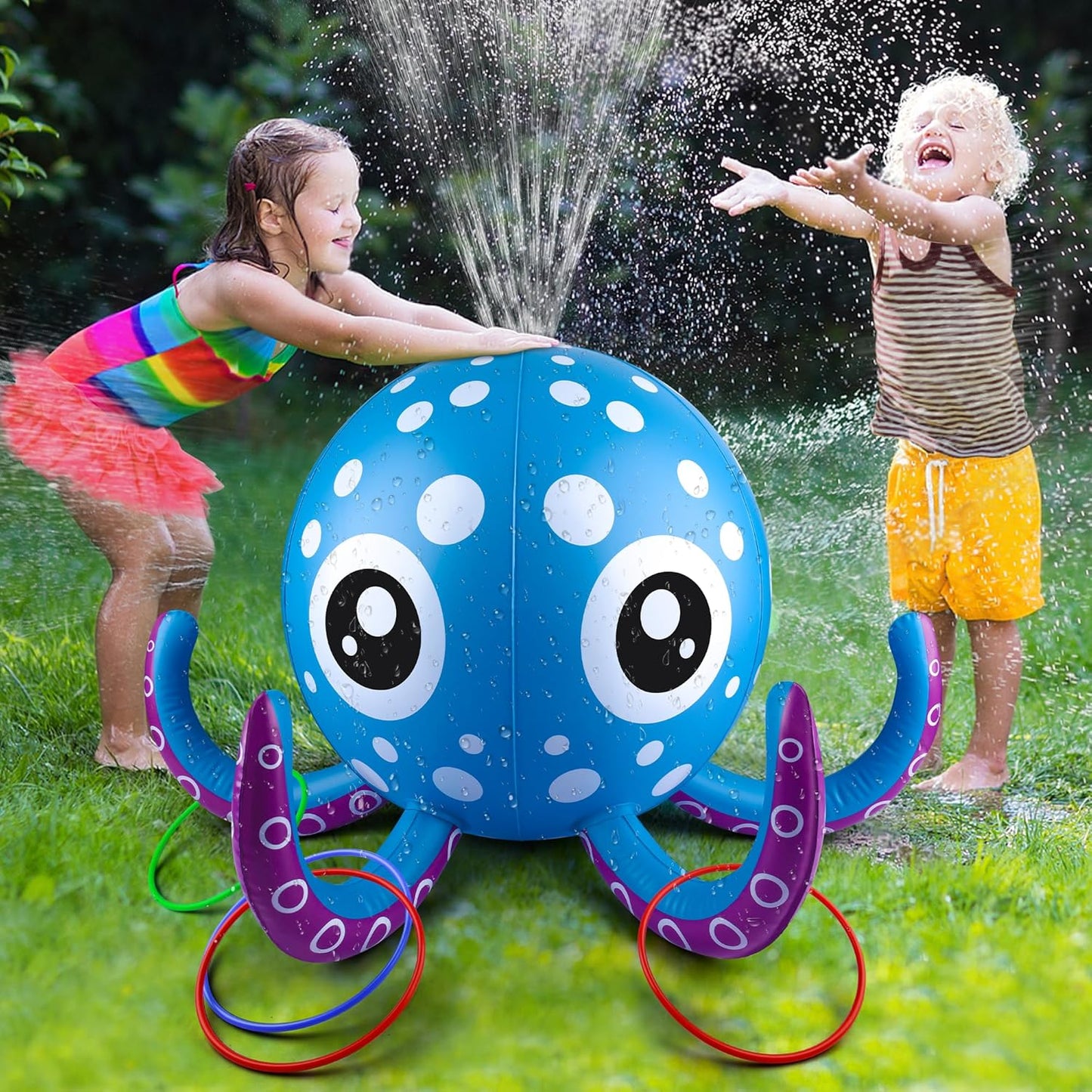 Outdoor Water Play Sprinklers Toys for Toddlers, Large Octopus Water Spray Sprinkler for Kids Boys Girls and Pets, Garden Sprinkler Toys, Summer Toys for 3 4 5 6 7+ Year Old