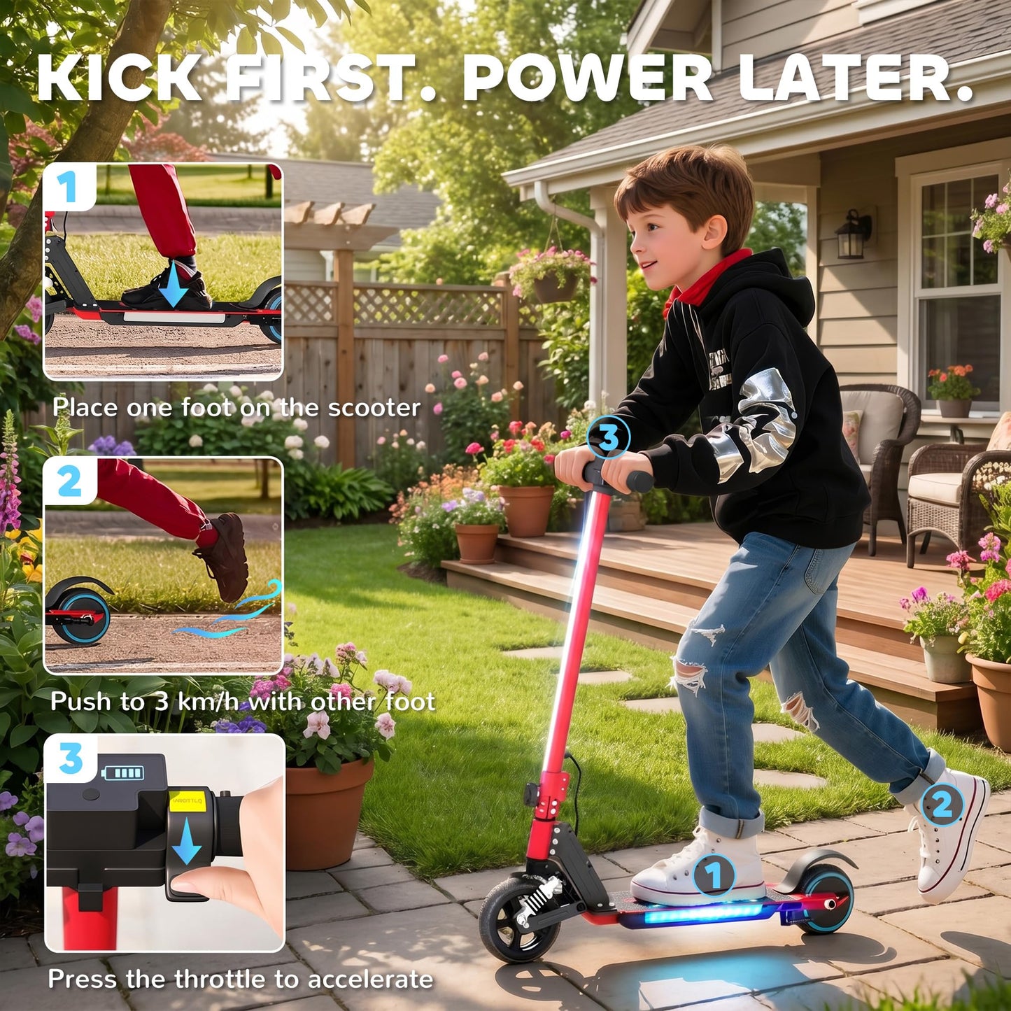 SPORTNOW Kids Electric Scooter — 150W, 14 km/h, 6 km Range, Foldable | CE Certified