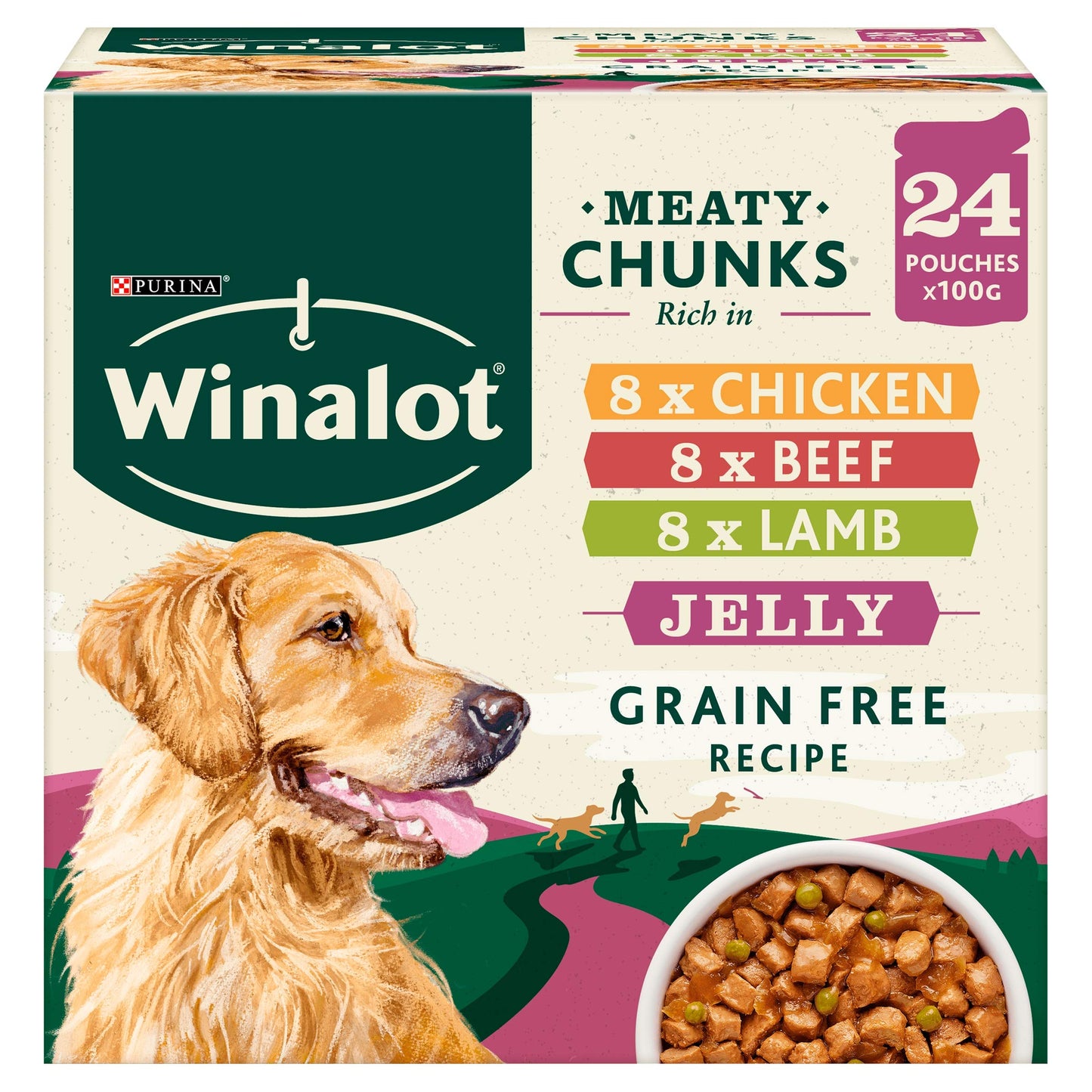 WINALOT Sunday Dinner Mixed in Gravy Wet Dog Food Pouches 40x100g