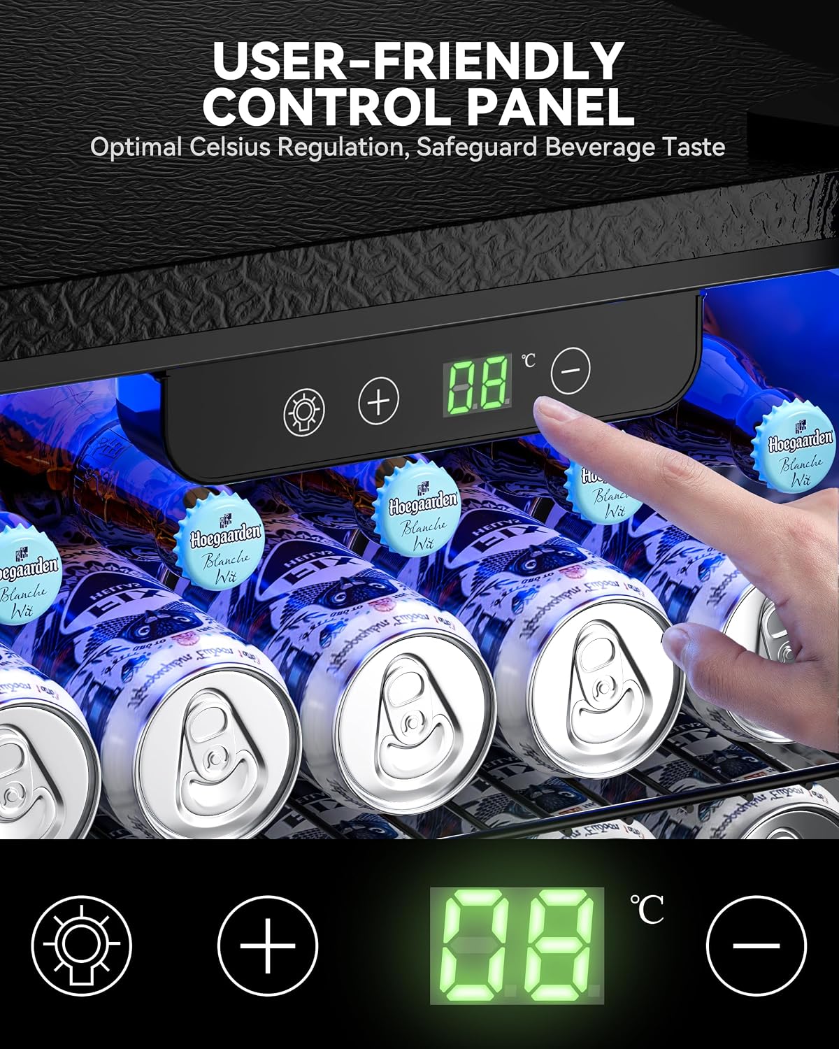JUMMICO Compressor Beverage Cooler 36L 4-16°C Digital Display Black