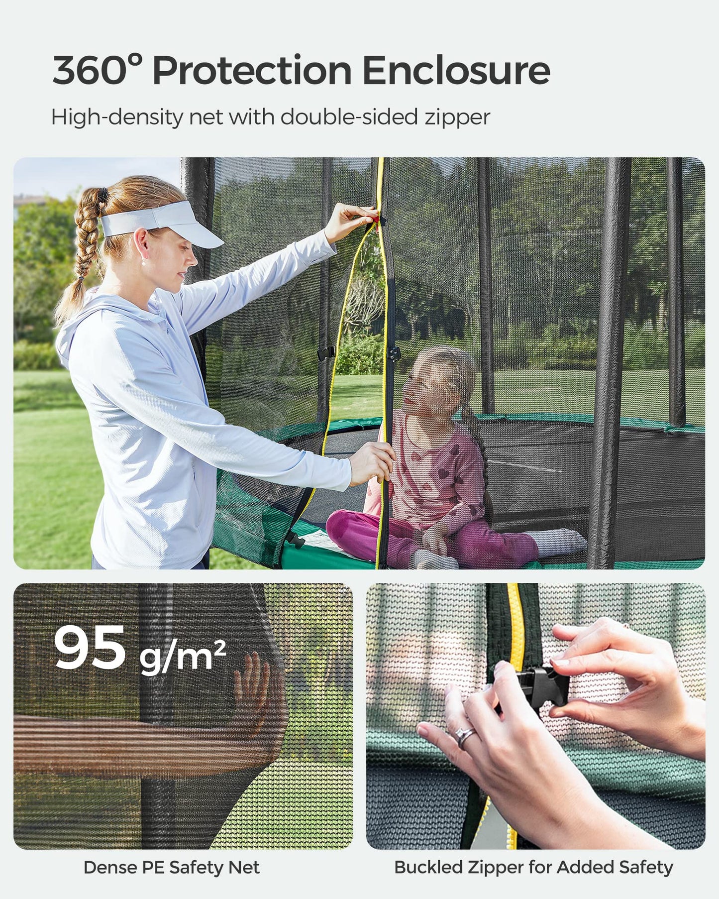 SONGMICS 10ft Children's Outdoor Trampoline with Safety Net & Ladder — Max 100 kg | 2-Year Warranty