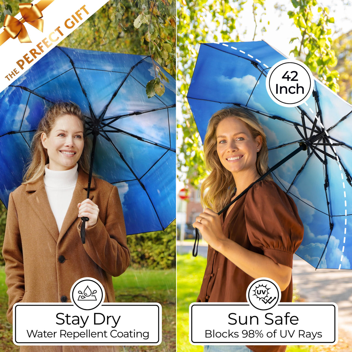 TUMELLA Strongest Windproof Travel Umbrella (Compact, 100MPH Wind-Tested)