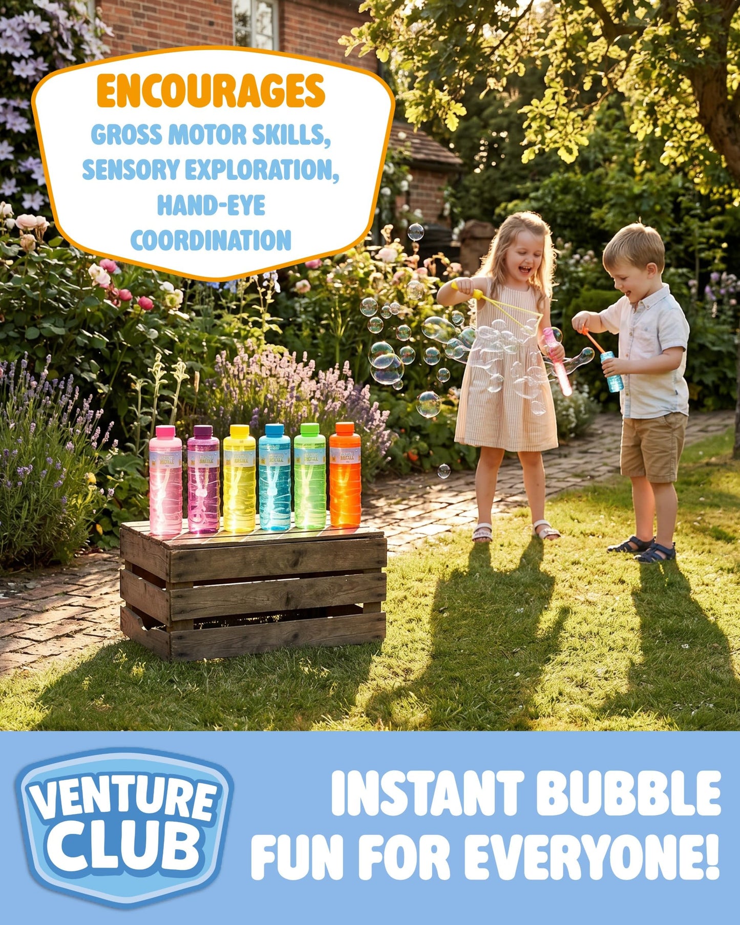 Venture Club Bubble Machine Lantern - Automatic Bubble Maker - Bubbles for Kids & Toddlers, Garden Toys & Games for Outdoor Play, Party & Active Fun - Free Standing, Easy Setup, Children Aged 3+
