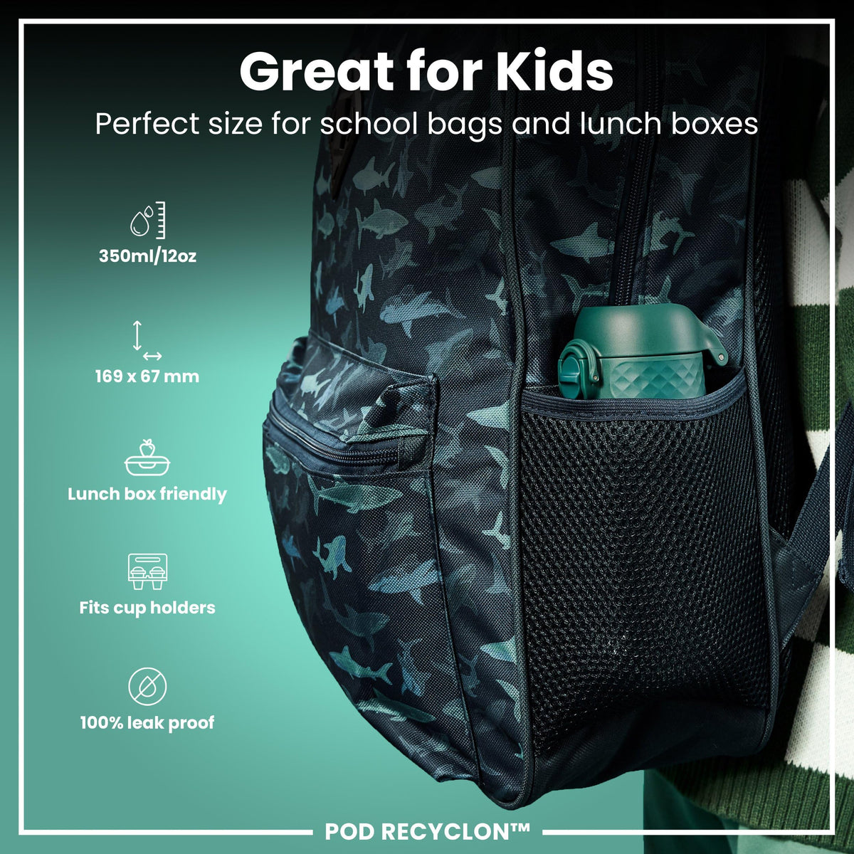 ION8 Kids Water Bottle, 350 ml/12 oz, Leak Proof, Easy to Open, Secure Lock, Dishwasher Safe, Carry Handle, Hygienic Flip Cover, Easy Clean, Odour Free, Rose Pink