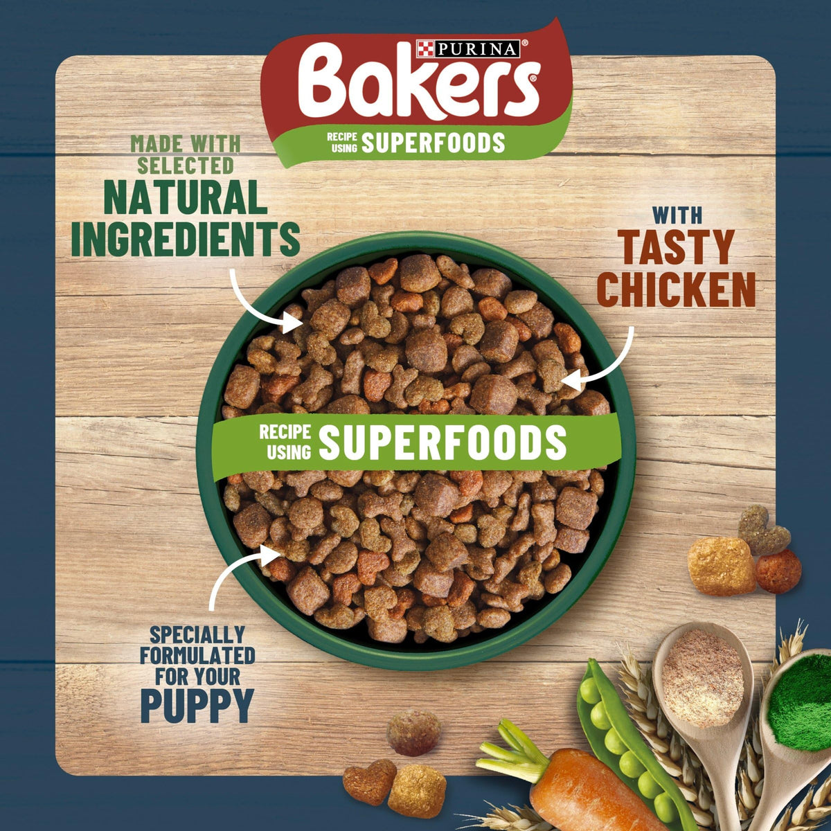 BAKERS Superfoods Small Dog Adult Dry Dog Food Chicken 1.1kg (Pack of 5)