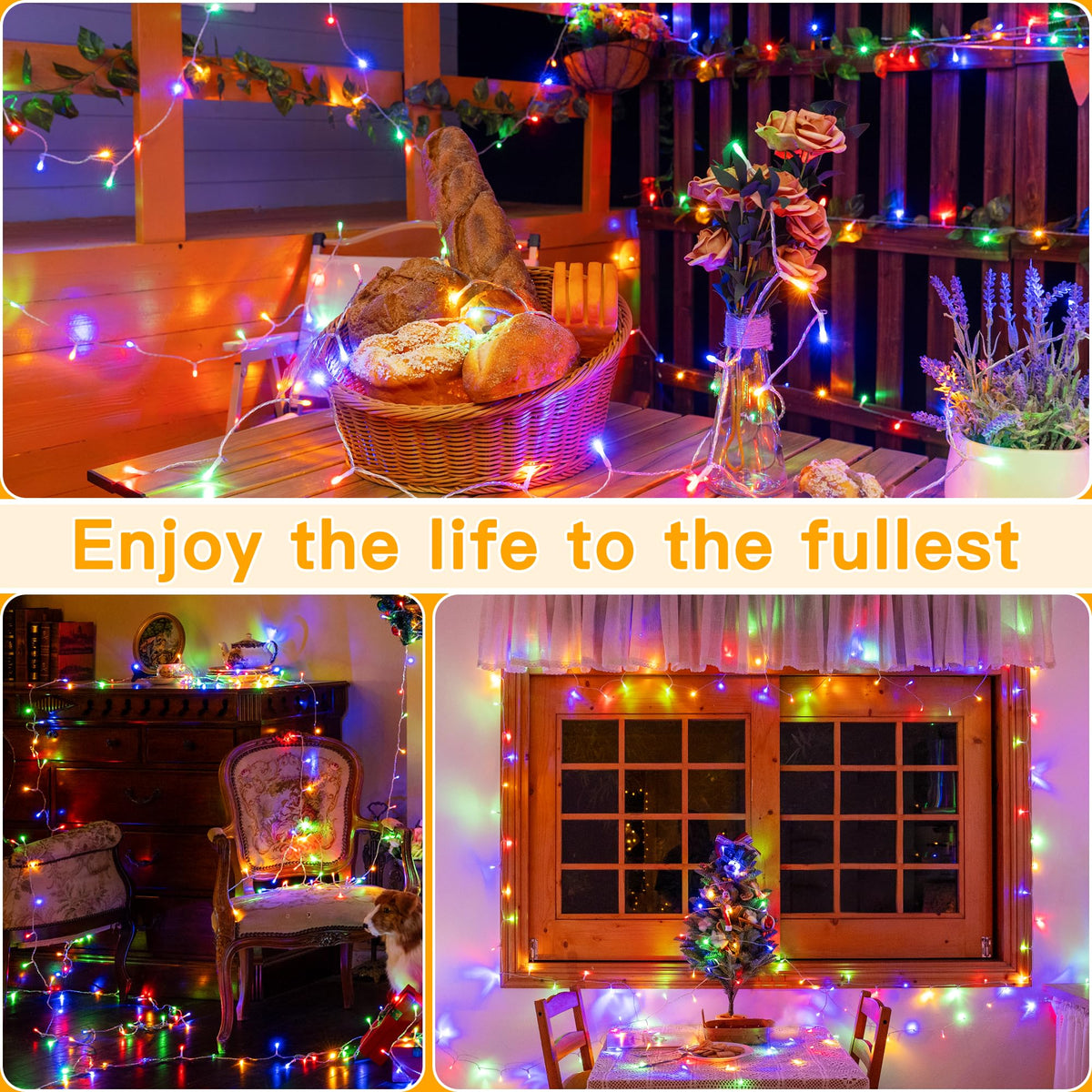 Ollny Fairy Lights Battery Operated, 10m 100 LEDs Bright Battery Powered String Lights, Cool White Outside Christmas Lights Waterproof with 8 Modes/Timer for Indoor Outdoor Bedroom Garden Decorations