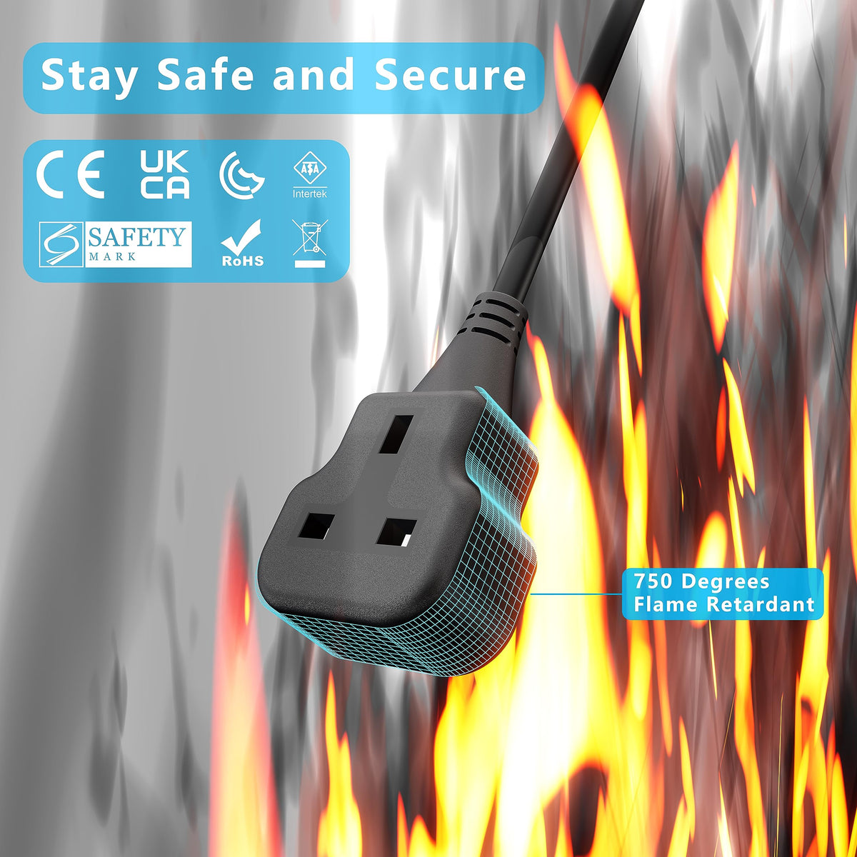 LIPWEL Outdoor Extension Lead 15m Extra Long Cable UK 13A Fused Plug Extension Socket Black 1 Way Socket Outside Using for Garden