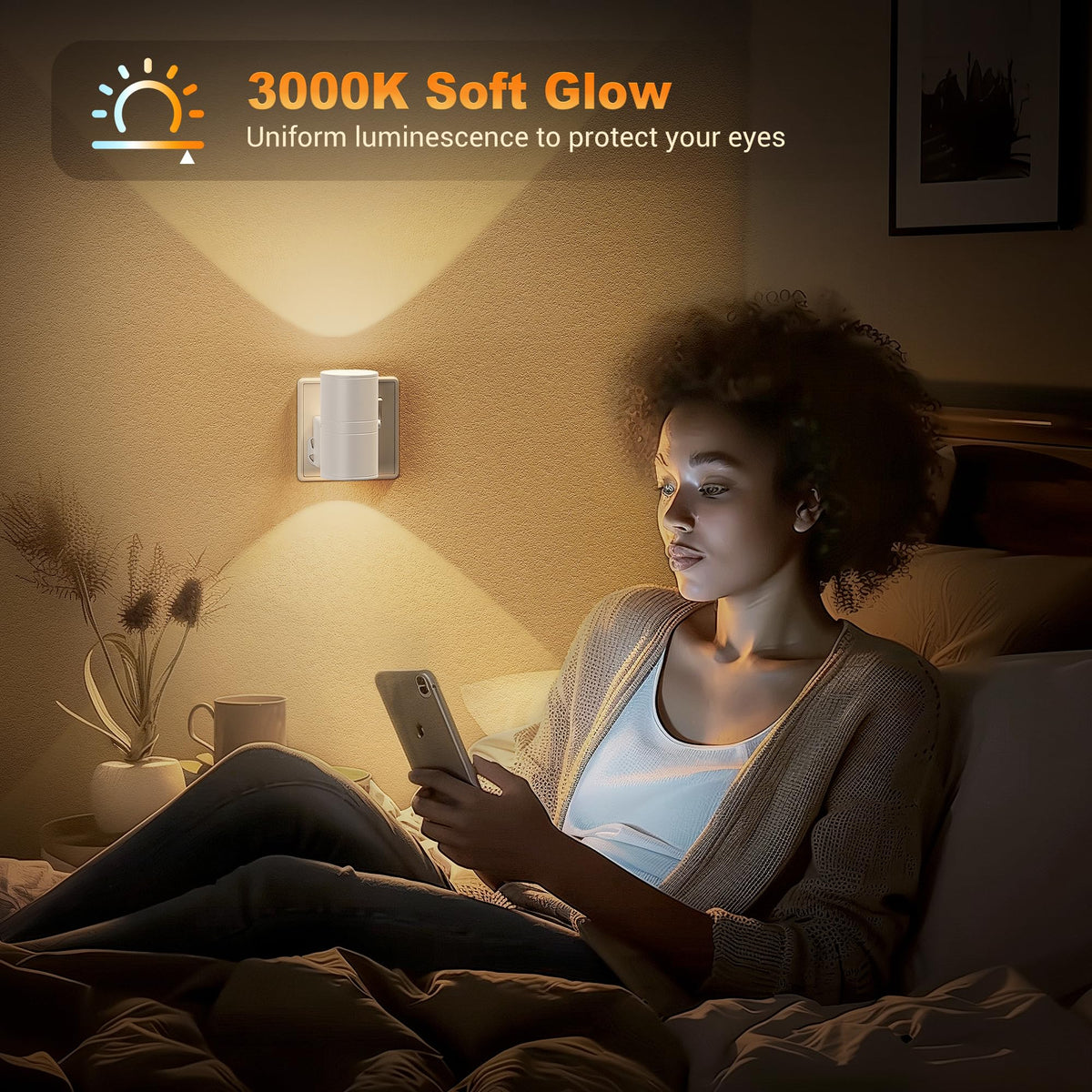 JandCase Night Light, Night Light Plug in Wall with Dusk to Dawn Sensor