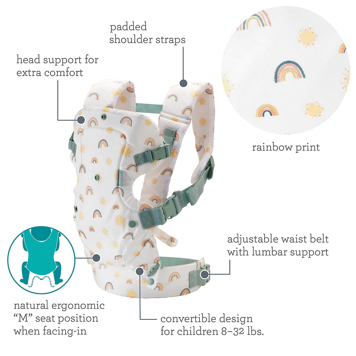 Infantino Flip Advanced 4-in-1 Baby Carrier - Ergonomic, Convertible, Face-in and Face-Out Front and Back Baby Carrier for Newborn to Toddler 3,6-14,5kg, Grey