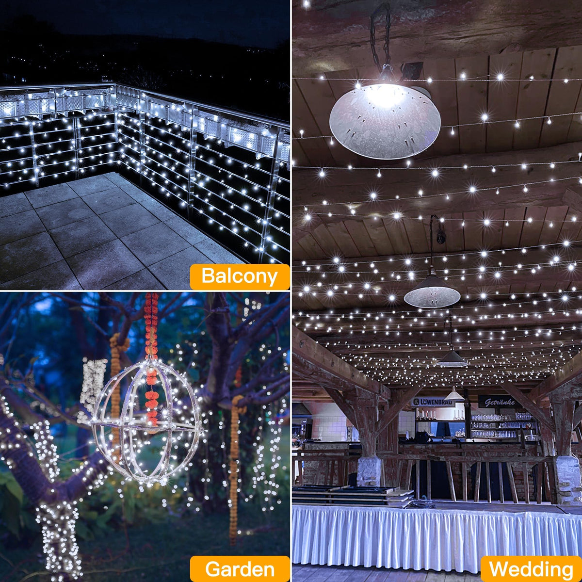 Ollny Fairy Lights Mains Powered 20m 200 LED Outdoor String Plug Remote