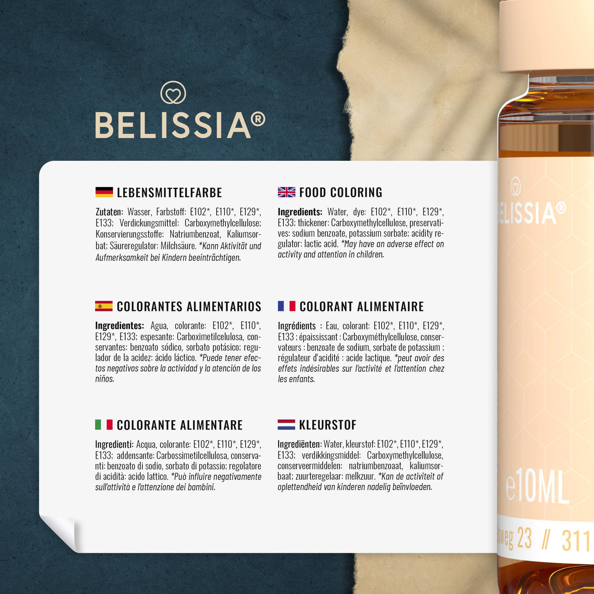 Belissia Liquid Food Colouring Rosa 10ml for Cooking and Baking