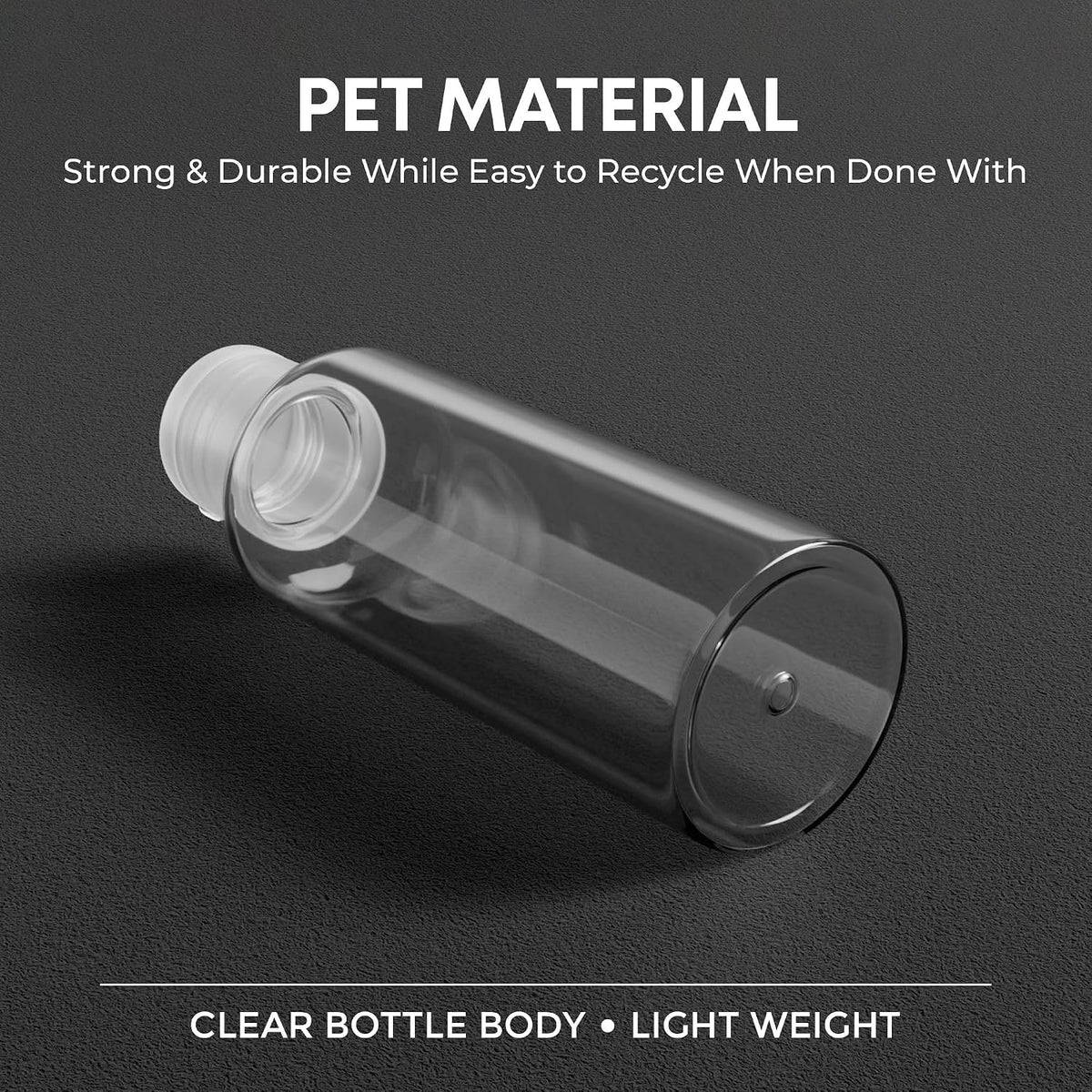 Palm Safe 4 pcs 100ml/3.5 OZ Clear Plastic Travel Bottles, Durable Strong Recyclable BPA Free Storage Bottles, Empty Refillable Containers with Flip Cap Leak Proof for Toiletries