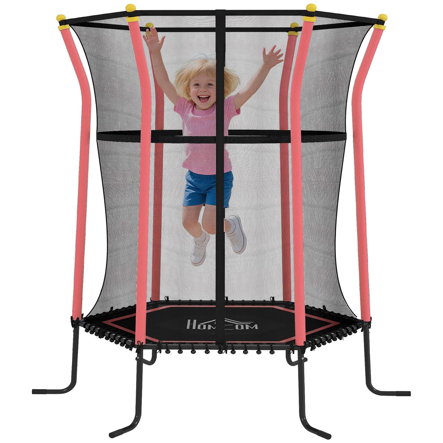 Homcom 4 FT Kids Trampoline, 48 Inch Toddler Trampoline with Enclosure Net Indoor Outdoor for Child Toddler Age 3-10 Years