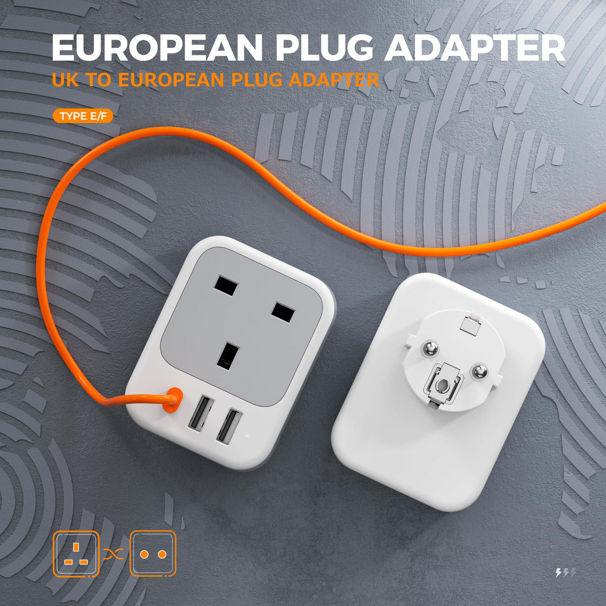 TESSAN UK to South Africa Plug Adapter, Type M Travel Adaptor with USB C