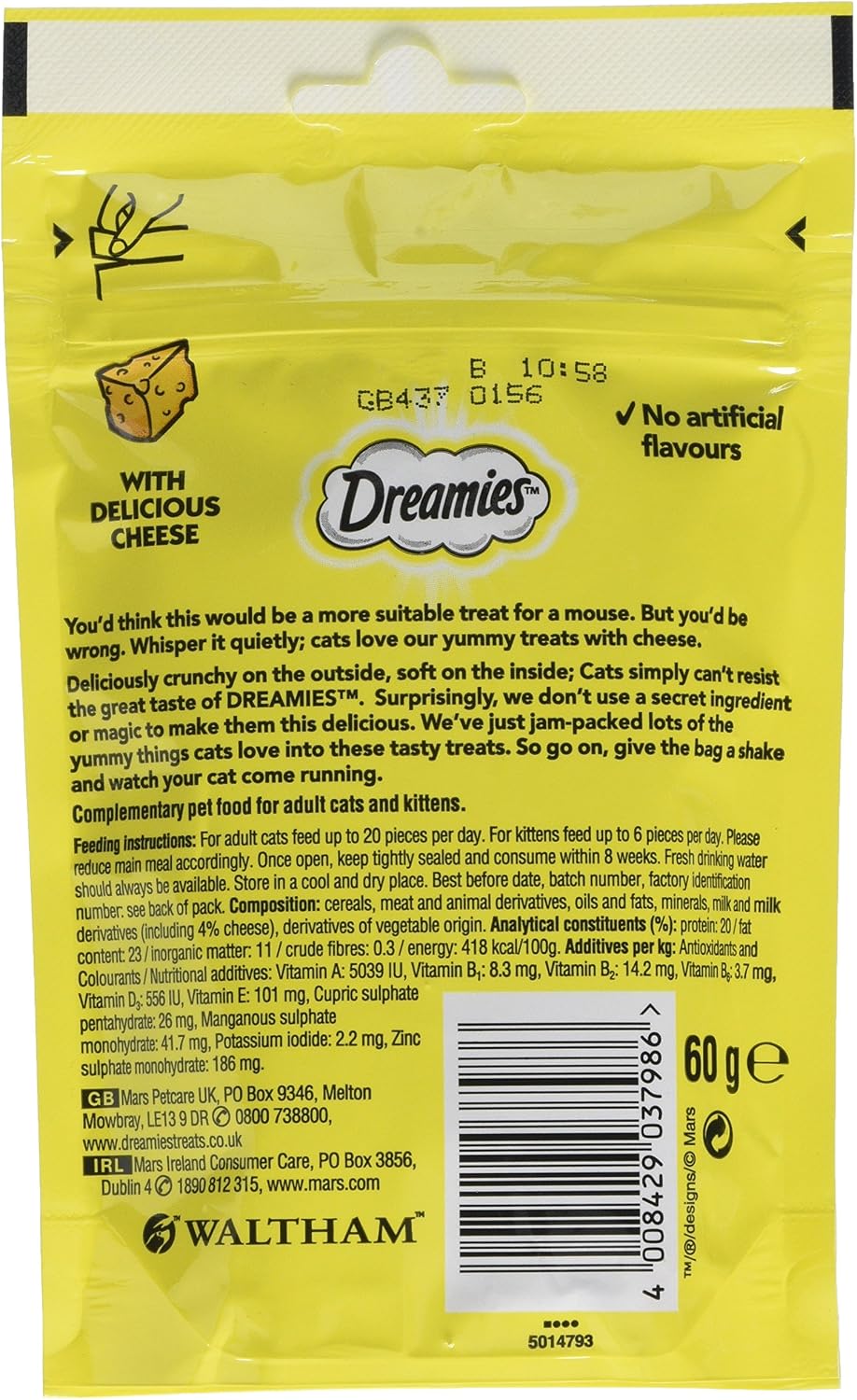 Dreamies Cat Treats Cheese 60g