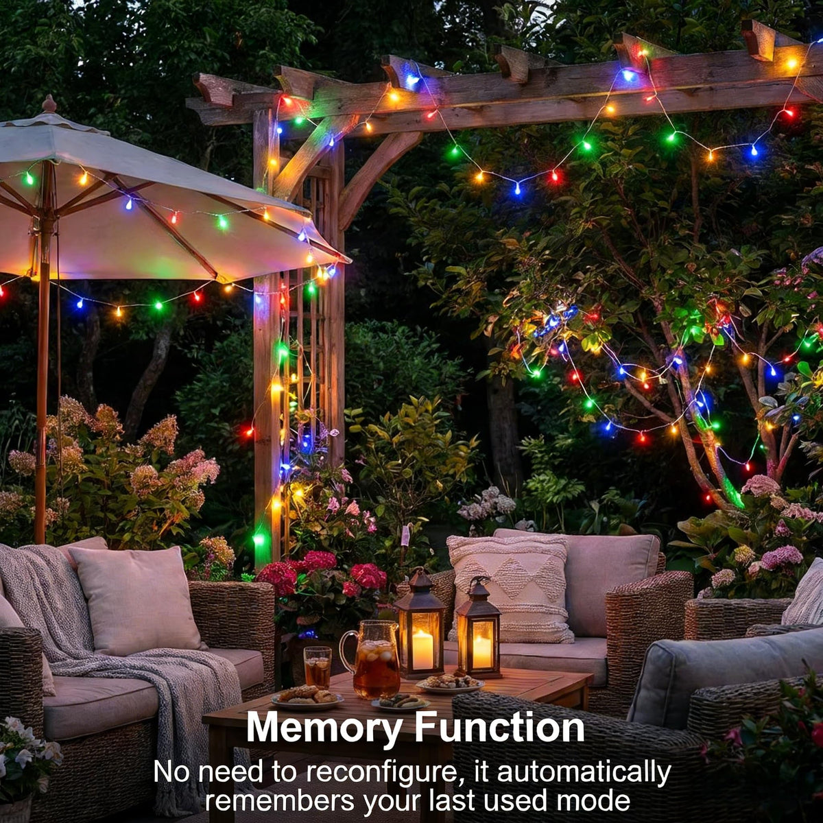 Ollny Fairy Lights Mains Powered 20m 200 LED Outdoor String Plug Remote