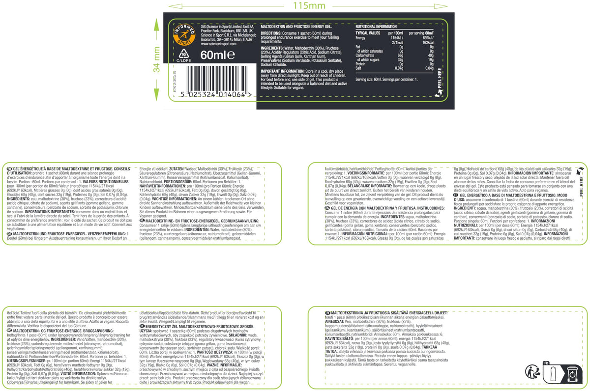 Science in Sport BETA Fuel Gels, Strawberry & Lime, 6 x 60ml