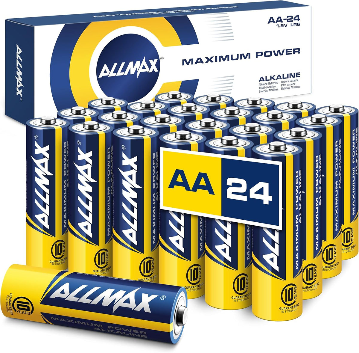 Allmax AA (LR6) Maximum Power Alkaline Batteries (24 Count) – 1.5V