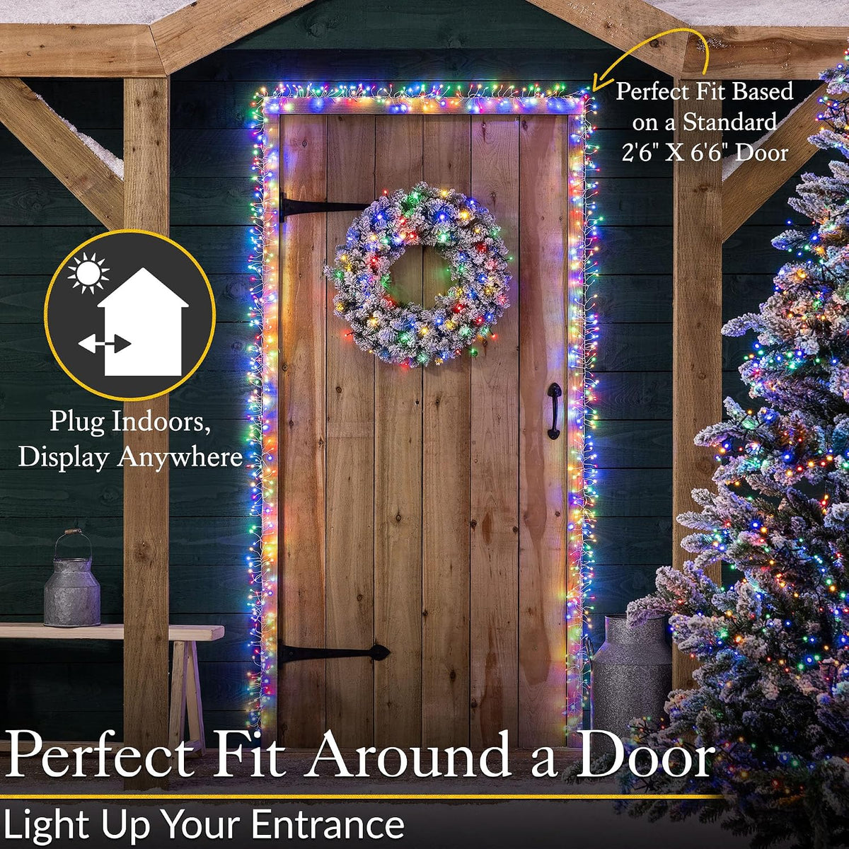 Christow Cluster Light Christmas Door Garland, 800 LEDs, Multi-Coloured
