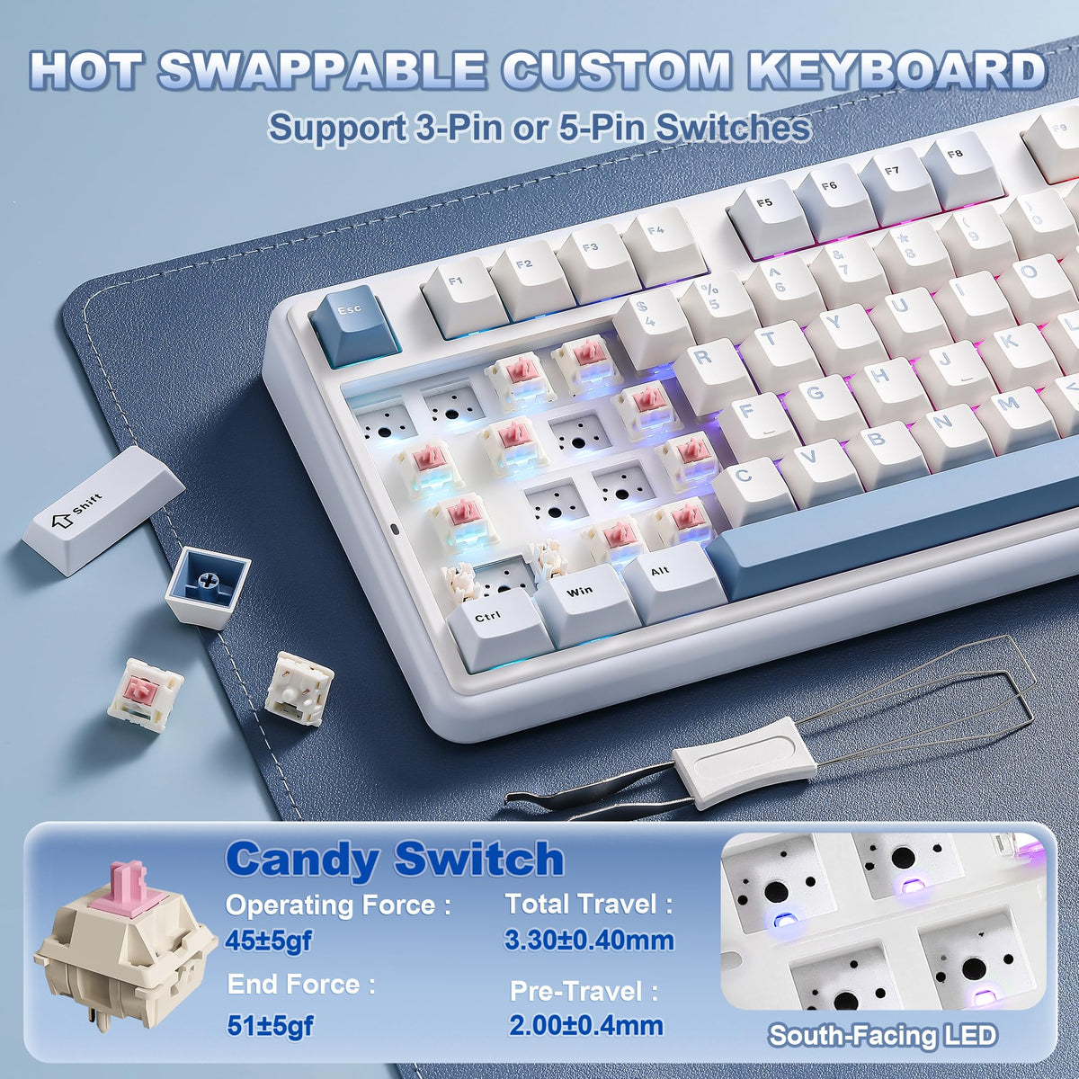 YUNZII B98 PRO 96% Wireless Mechanical Keyboard (Matcha Green, Candy Switch)