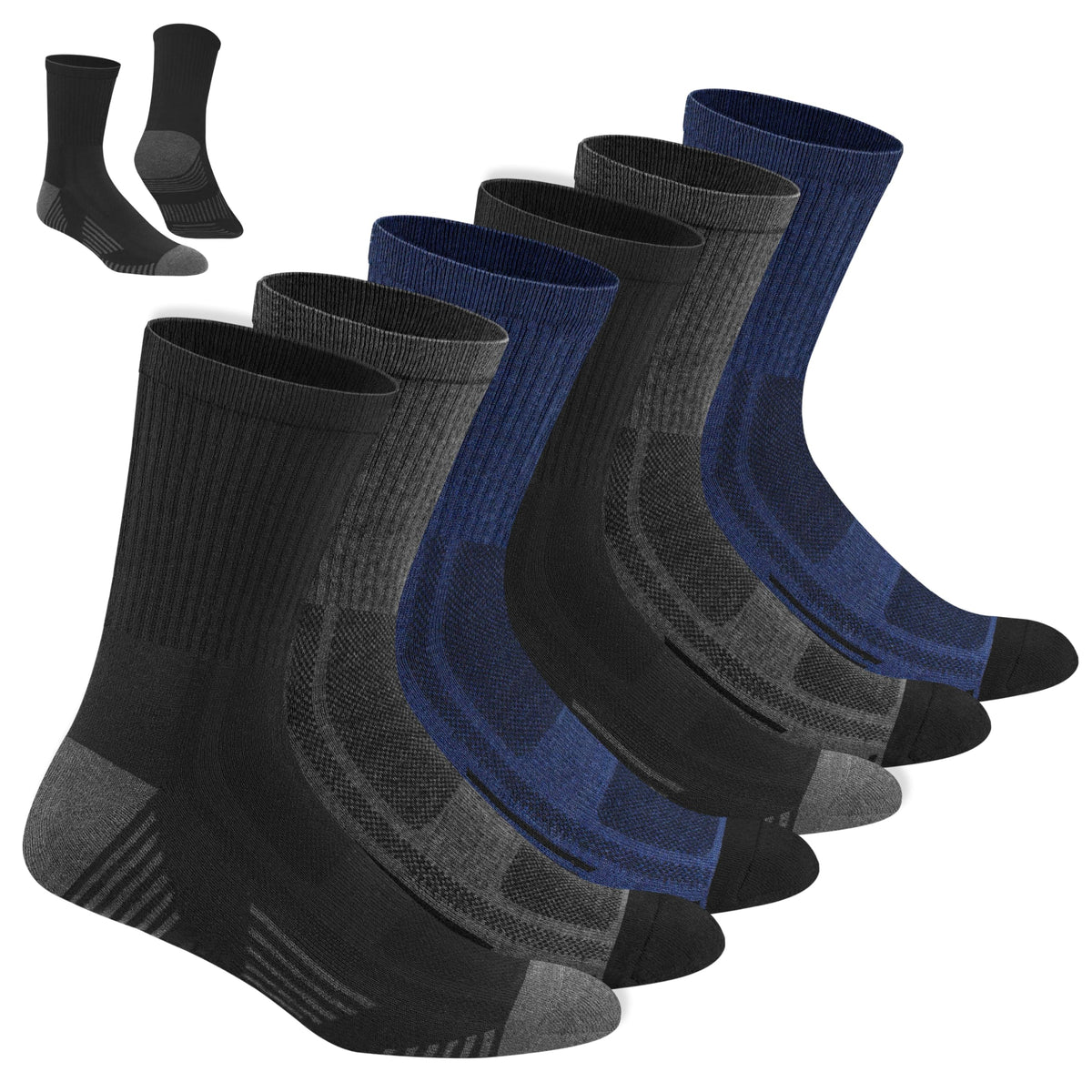 NAVYSPORT Men's Cotton Sports Socks, Pack of 6 Pairs