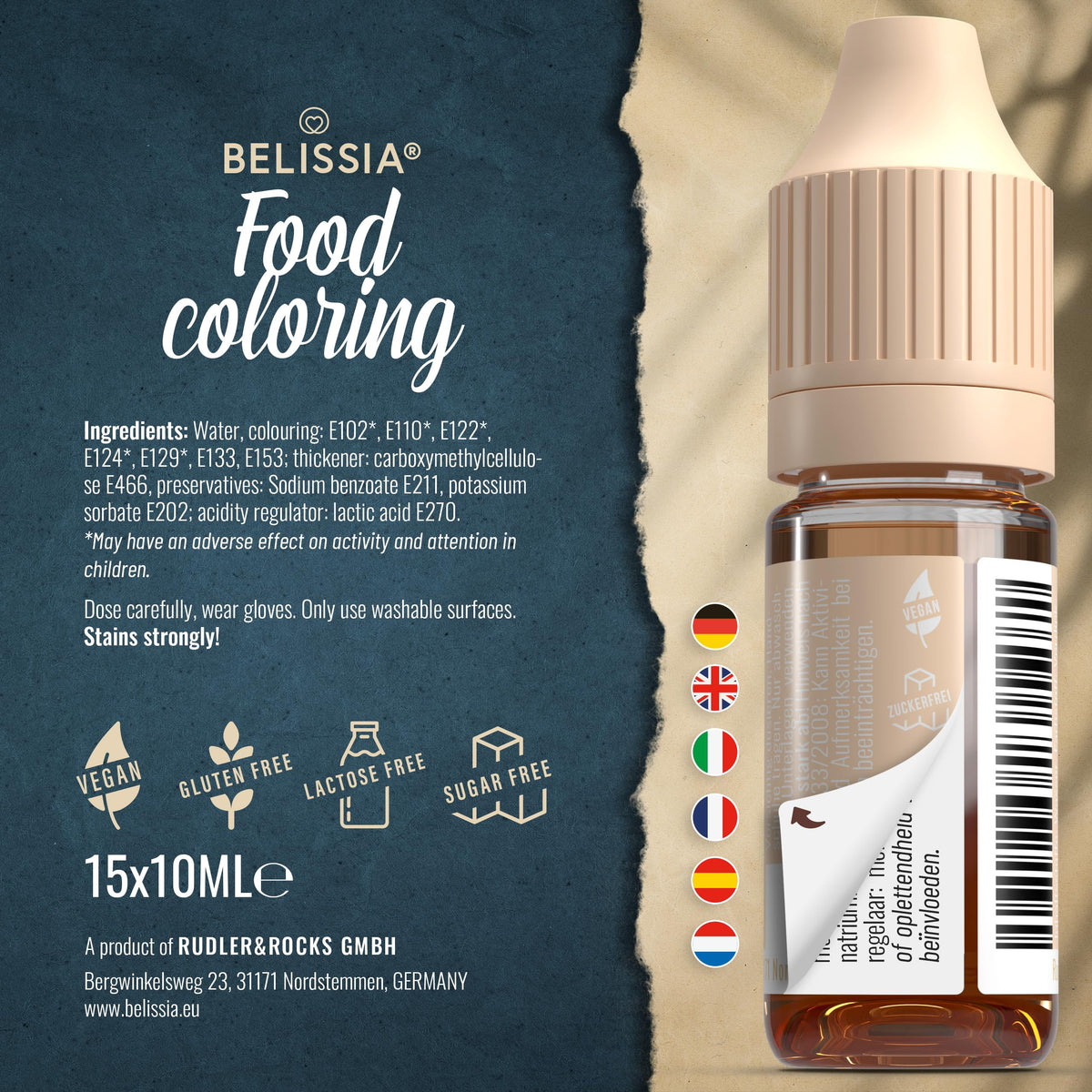 Belissia Liquid Food Colouring Rosa 10ml for Cooking and Baking