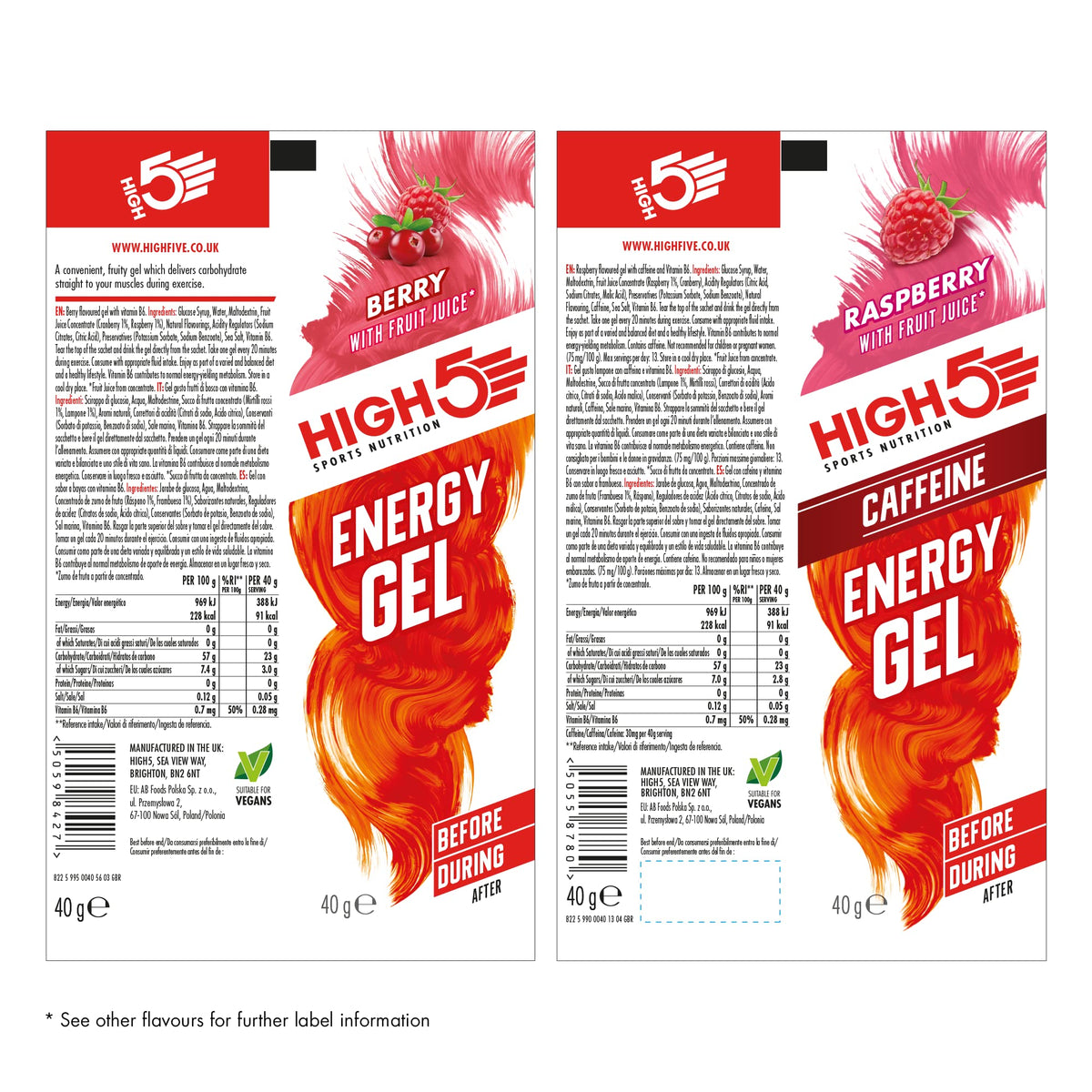 HIGH5 Energy Gels, Running Gel for Fast & Sustained Energy, Mixed, 8 x 40g