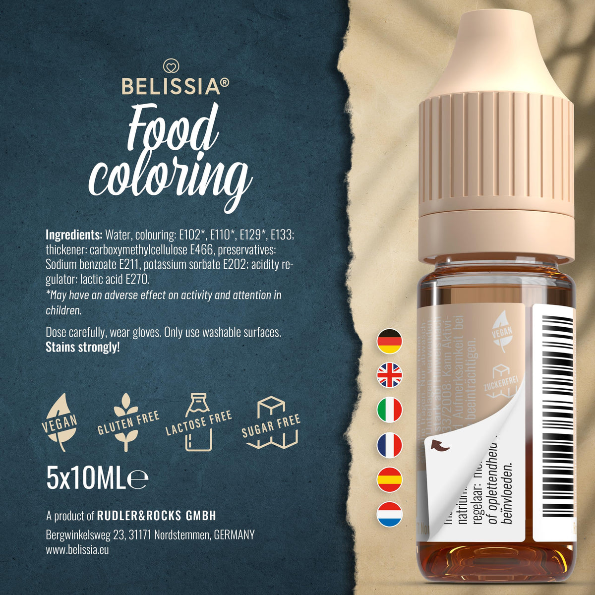 Belissia Liquid Food Colouring Rosa 10ml for Cooking and Baking