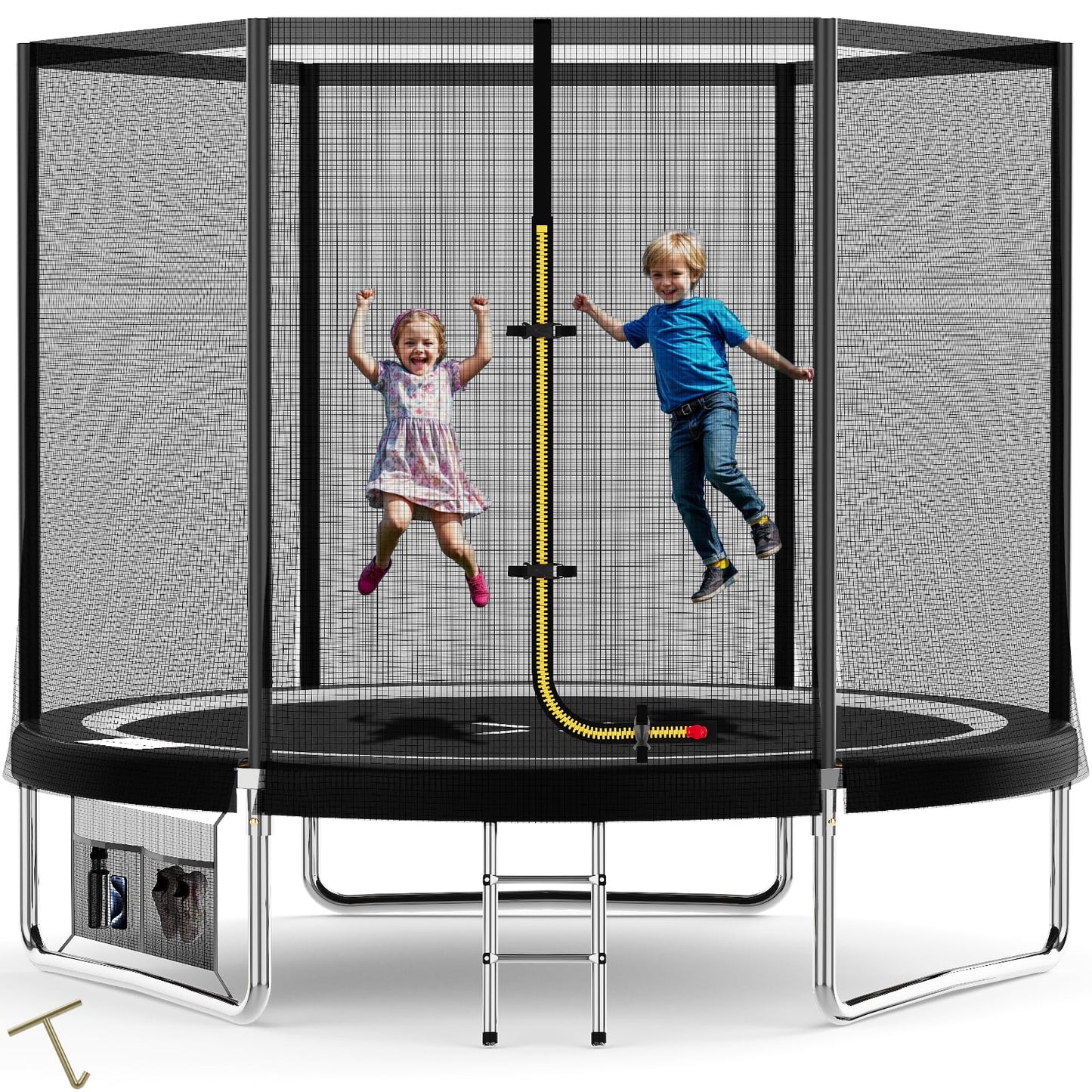 Devoko 7.5ft Rectangular Garden Trampoline with Safety Net — 42 Springs, Padded Edges