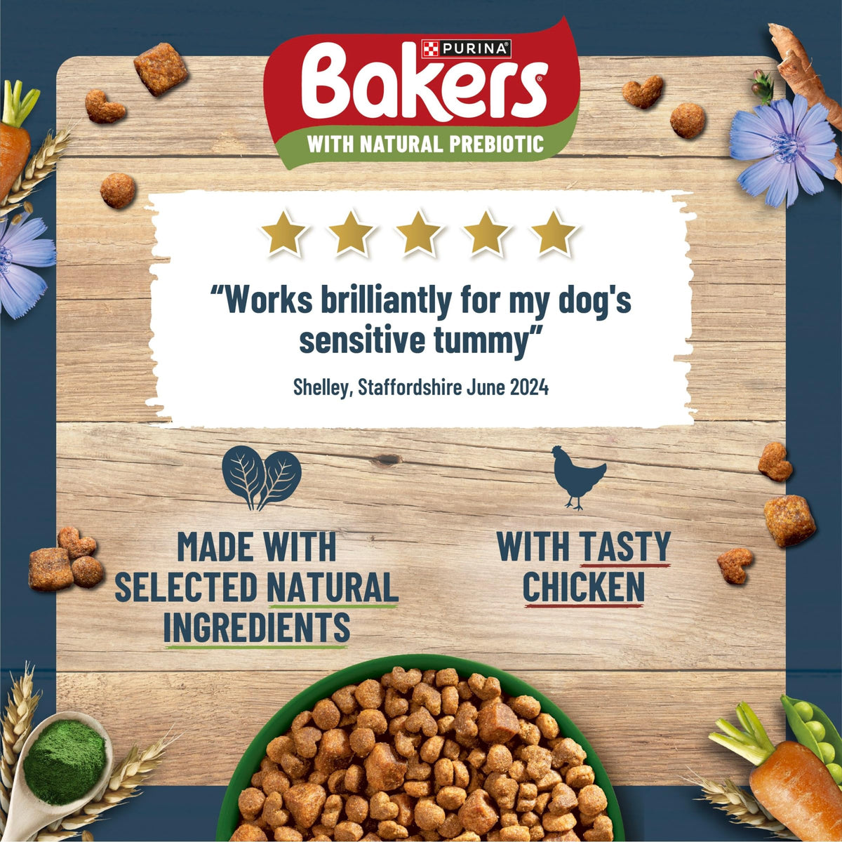 BAKERS Superfoods Small Dog Adult Dry Dog Food Chicken 1.1kg (Pack of 5)