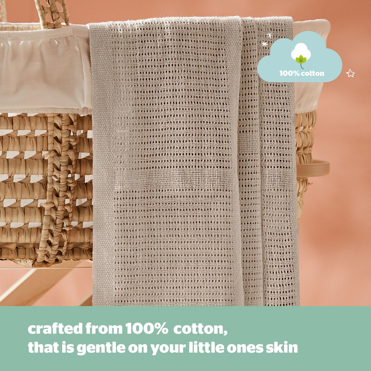 Silentnight Safe Nights Baby Blanket - Pack of 2 Soft 100% Cotton Cellular Baby Blanket for Newborn Ideal for Cot, Crib, Moses Basket and Pram - Baby Essentials - 2 Pack - Pink