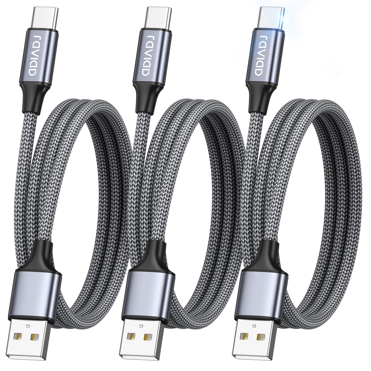 RAVIAD USB C Charger Cable [4Pack 0.5M+1M+2M+3M] USB to USB C Cable 3A Fast