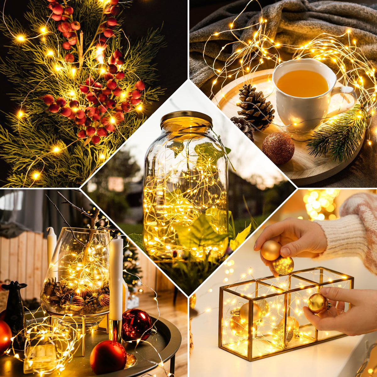 Ollny 10m 100LED Red Fairy Lights Battery Operated,Copper Wire String Light
