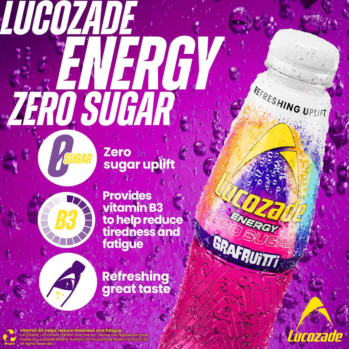 Lucozade Energy Zero Pink Lemonade 380ml (Pack of 4)