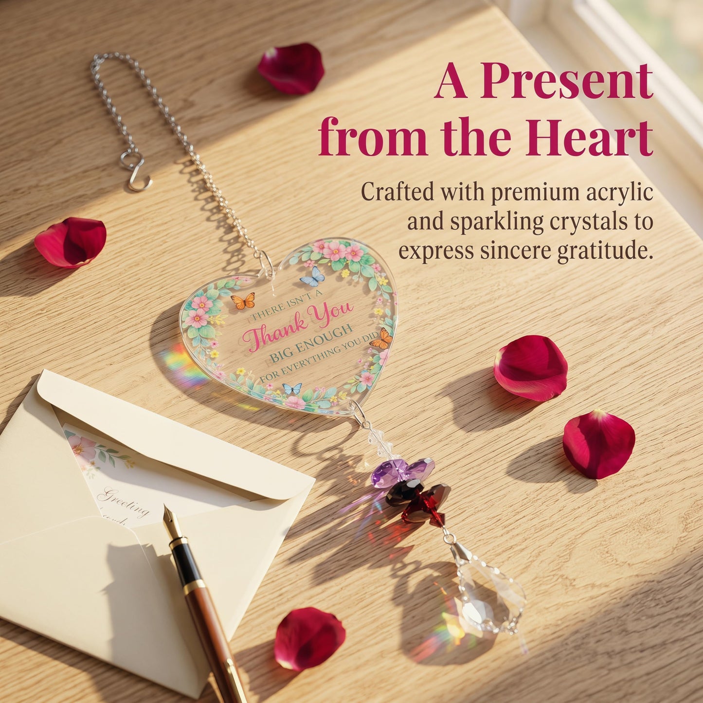 Teacher Gifts for Women Thank You Teachers Crystal Suncatcher Ornaments Teachers Day Graduation Retirement Christmas Birthday Appreciation Gift (Thanks)