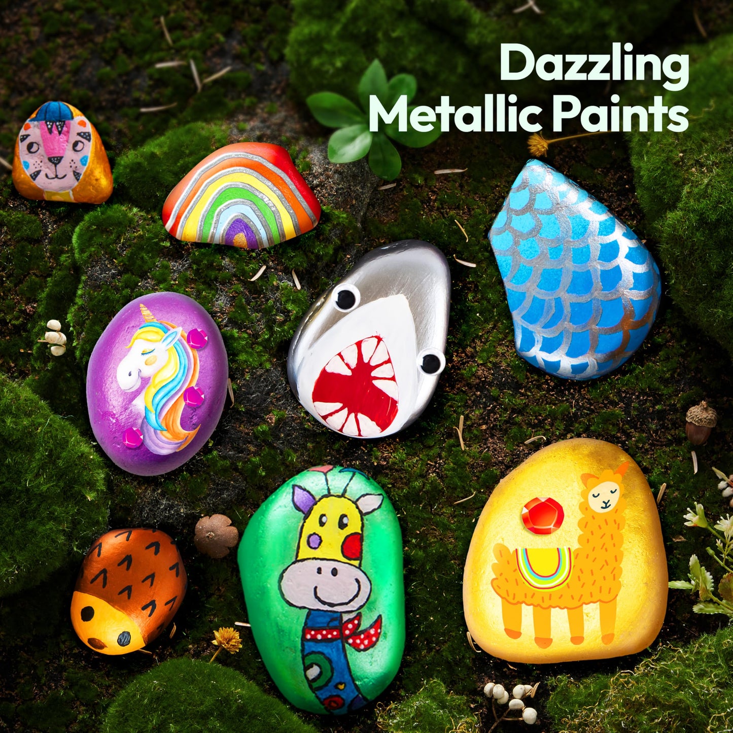 JOYIN Klever Kits Rock Painting Kit, Creativity Arts & Crafts, DIY Supplies,Spring Crafts for Kids,Decorate Your Own Painting Craft,Family Outdoor Indoor Activity Birthday Presents
